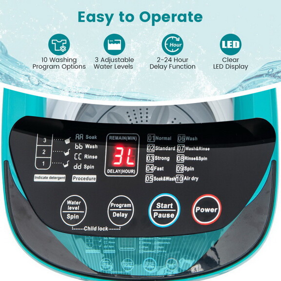 Costway 7.7 lbs Full Automatic Washing Machine wit...