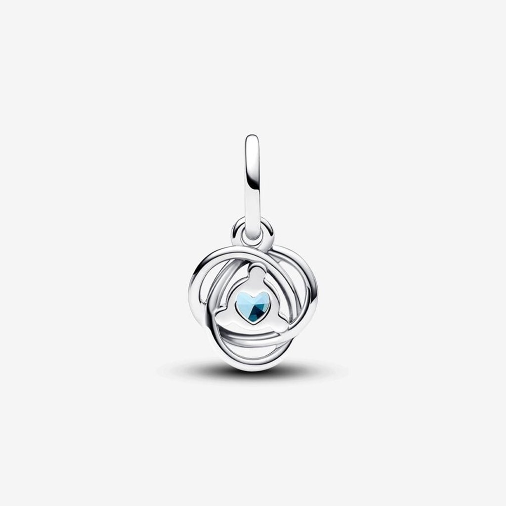 PANDORA  March Sea Aqua Blue Eternity Circle Dangle Charm - Sterling Silver