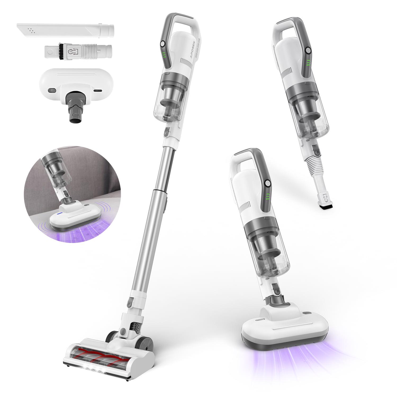 Aposen 21Kpa Stick Vaucum Cleaner， Anti Dust Mites Cordless Vacuum for Hard Floor Carpet， White