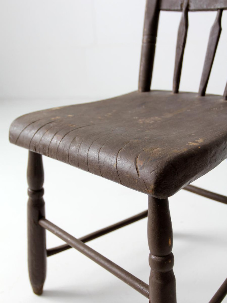 Consigned  Antique Plank Seat Farmhouse Chair   Traditional   Dining Chairs   by 86 Vintage  Houzz