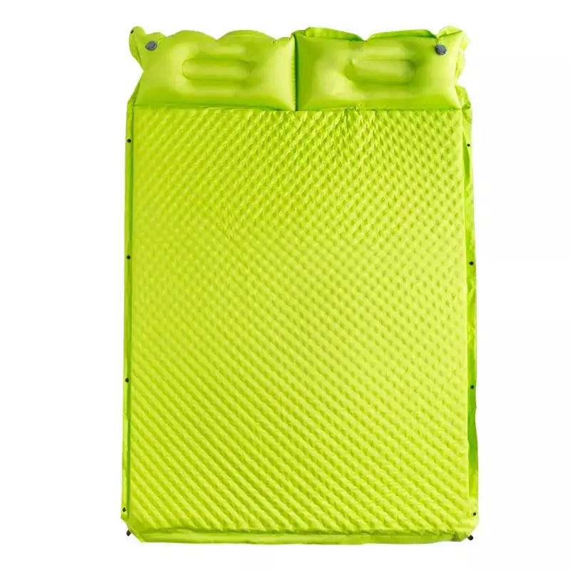 Folding Self Inflating Camping Mat Lightweight Air Mattress Double Camping Sleeping Pad With Pillow Green