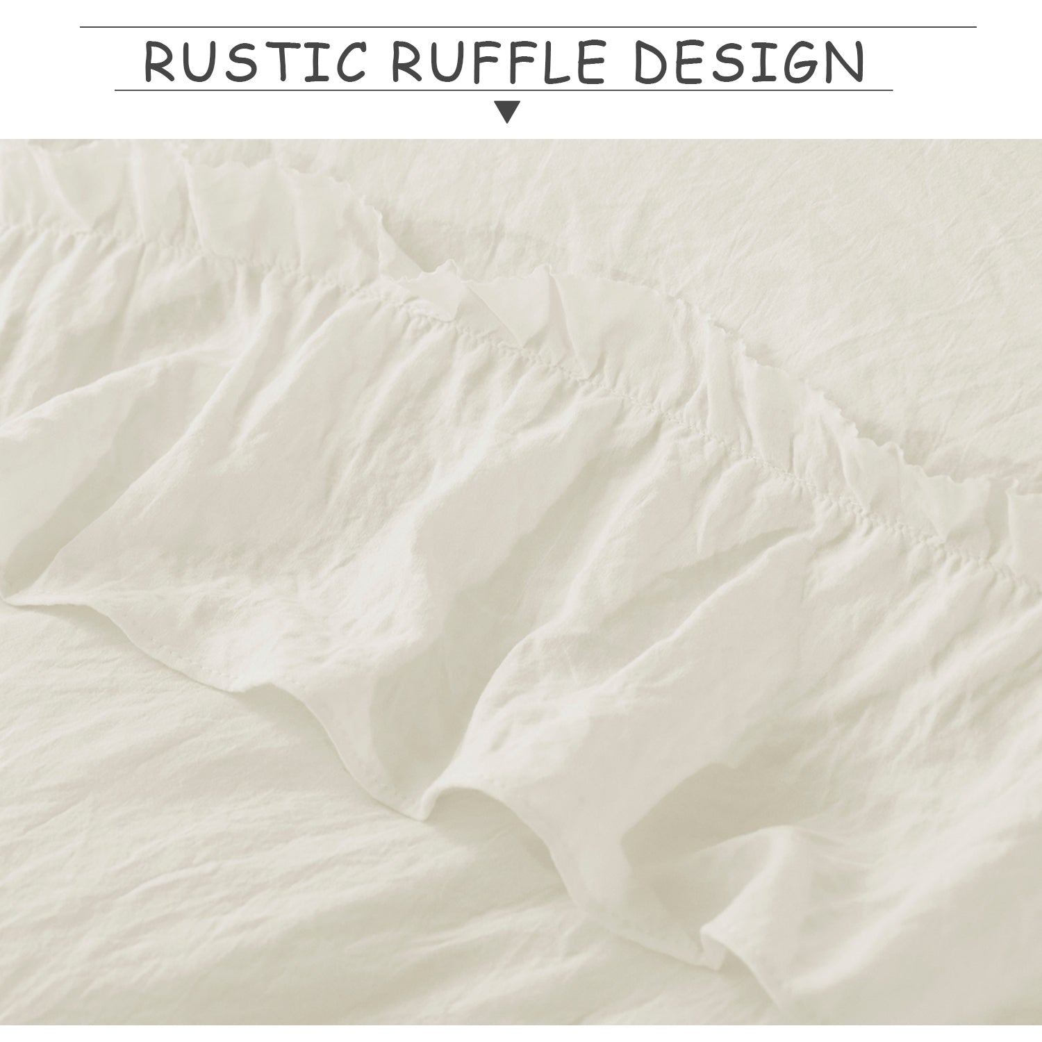 3 Piece Prewashed Fabric Chic Ruffle Duvet Cover Set