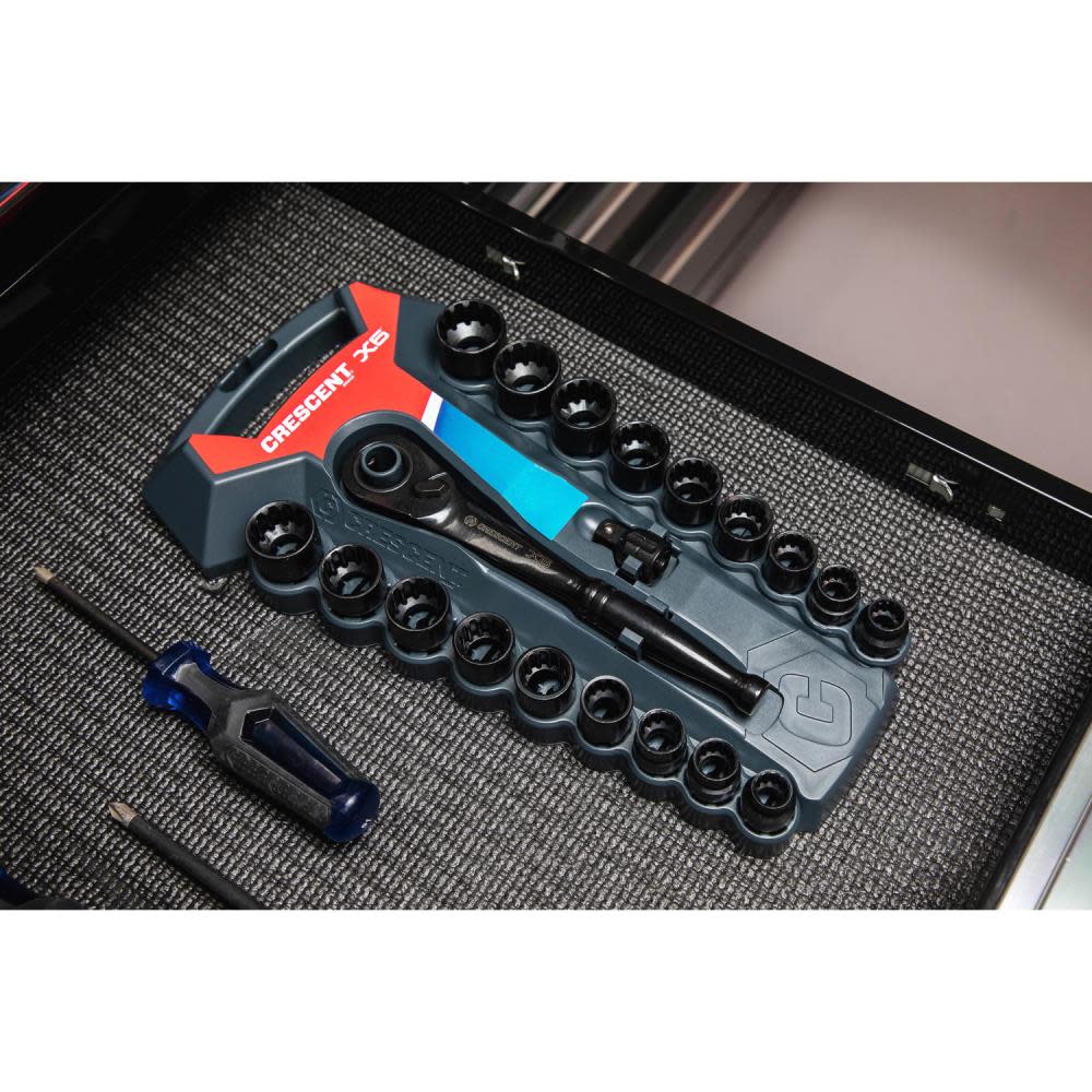 20 Pc. 3/8 Drive Pass-Thru® X6™ Standard Spline Mechanics Tool Set ;