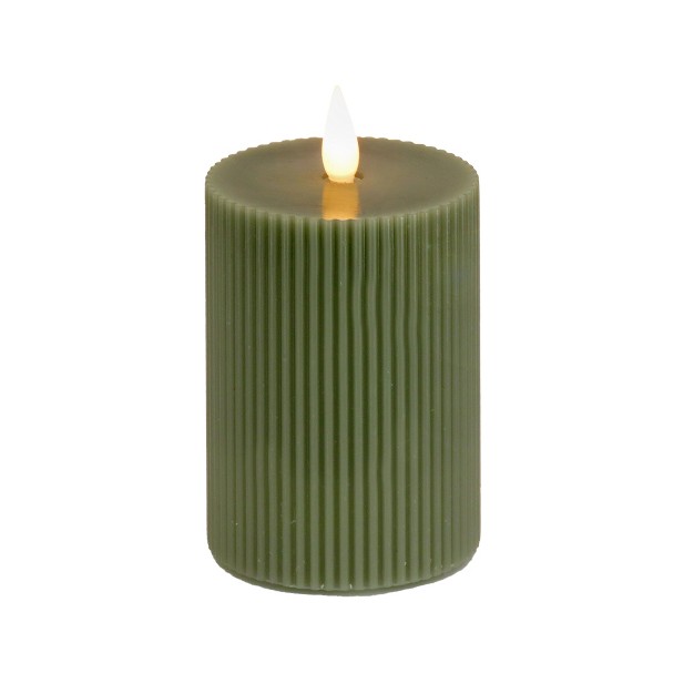 Hgtv Home Collection Georgetown Real Motion Flameless Candle With Remote Green With Warm White Led Lights Battery Powered 9 In