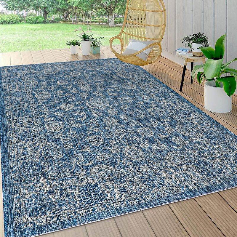 Tela Bohemian Textured Weave Floral Indoor/outdoor Area Rug