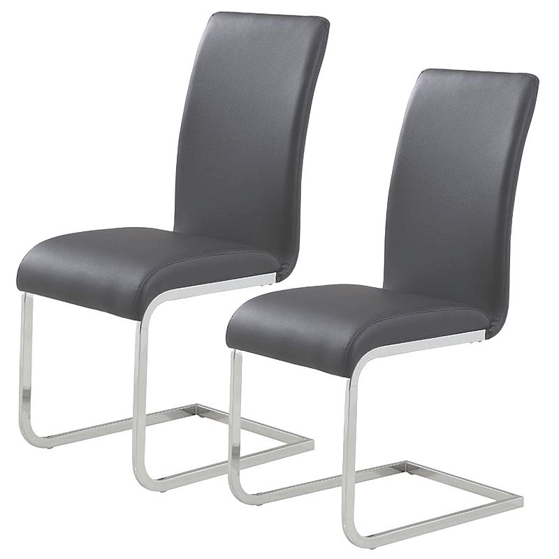 Set of 2 Gray and Silver Contemporary Side Chairs 38