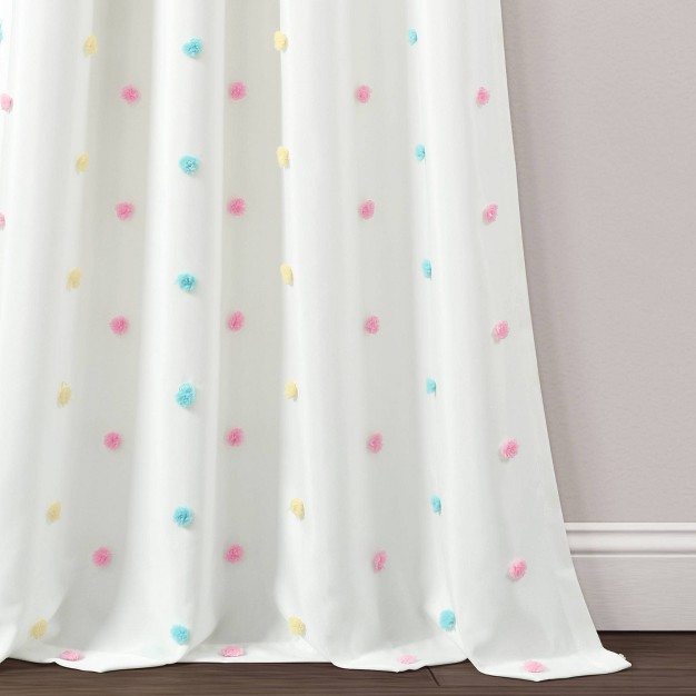 Kids x27 Rainbow Tufted Dot Single Window Curtain Panel Lush D cor