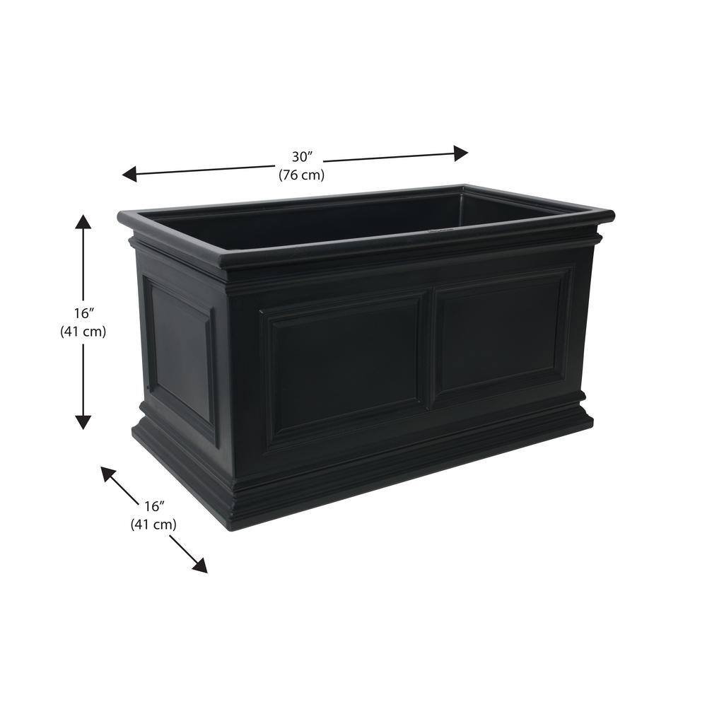 Algreen Covington 30 in. L x 16 in. W x 16 in. H Black Plastic Trough Planter Self-Watering 30 in. Rectangle 88204