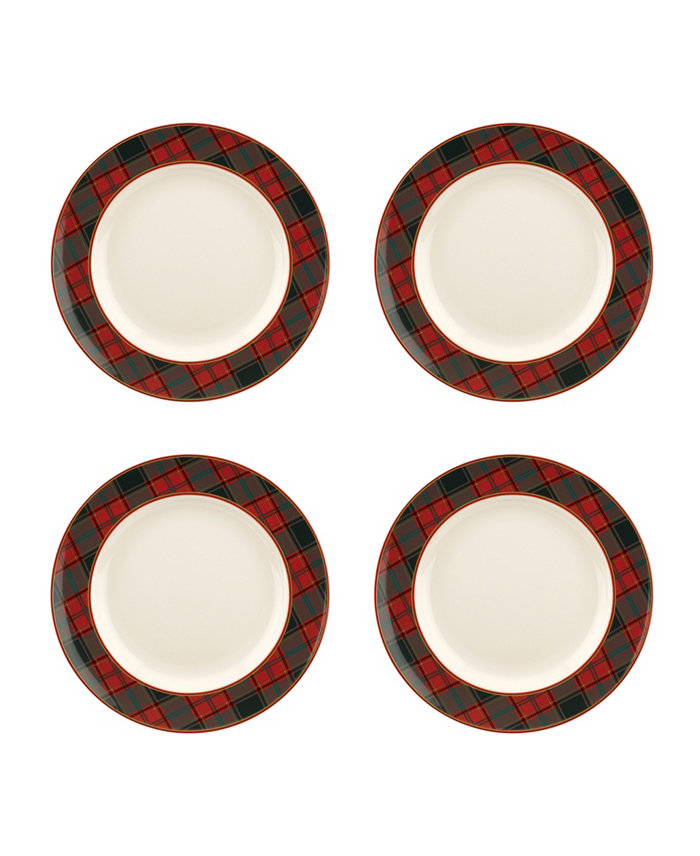 Spode Christmas Tree Tartan Dinner Plate Set of 4