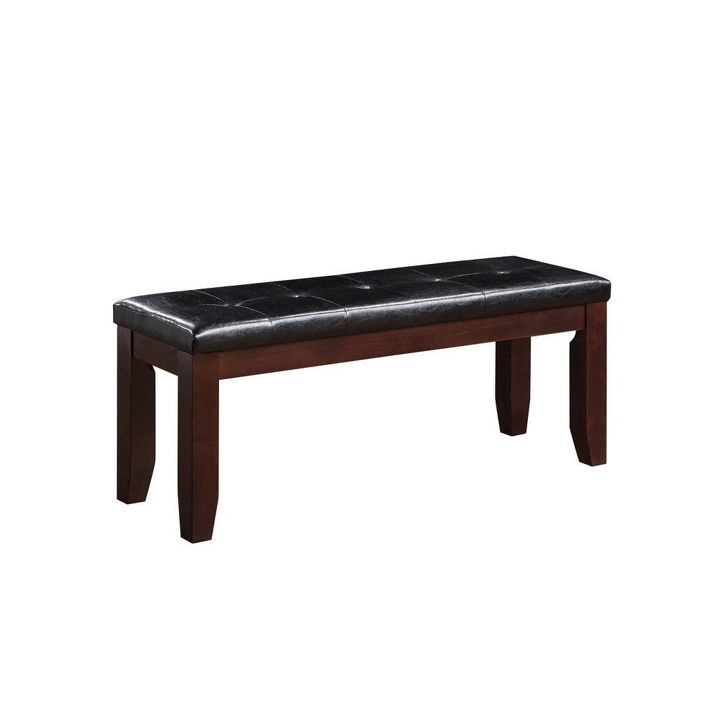 Faux Leather Dining Bench in Cherry and Black Finish