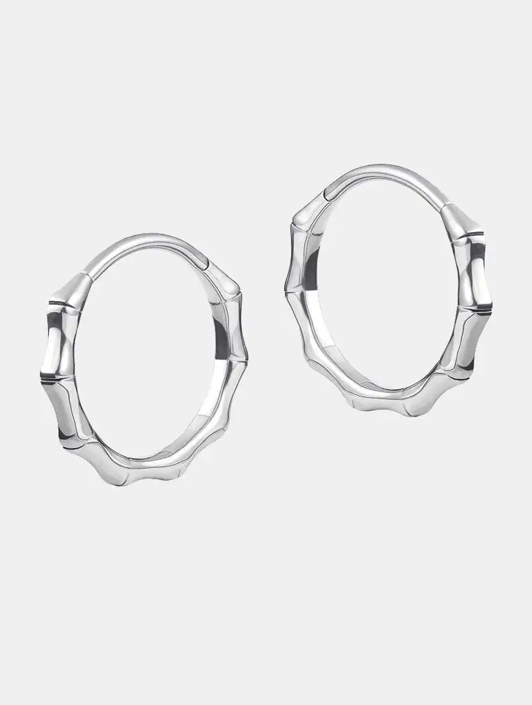 Elegant Bamboo Essence Earrings in Silver