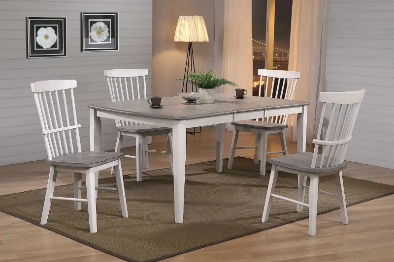 Newark White and Gray 5 Piece Dining Room Set with Swivel Chairs