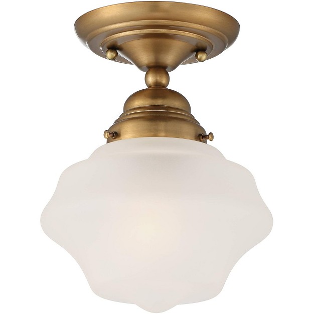 Wide Brass White Glass Shade For Bedroom Living Room Home