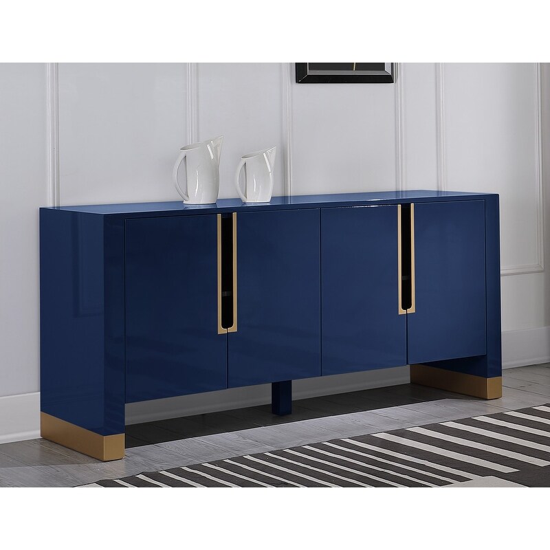 Best Master Furniture Lacquered 4 door Sideboard with Gold Accents