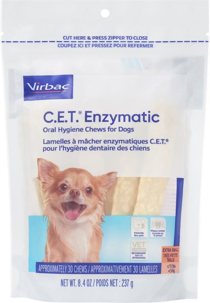 Virbac C.E.T. Enzymatic Dental Chews for X-Small Dogs， under 11-lbs