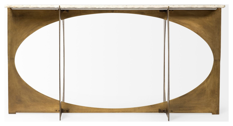 HomeRoots Rectangular White Marble Console Table With Gold Metal Base   Contemporary   Console Tables   by VirVentures  Houzz