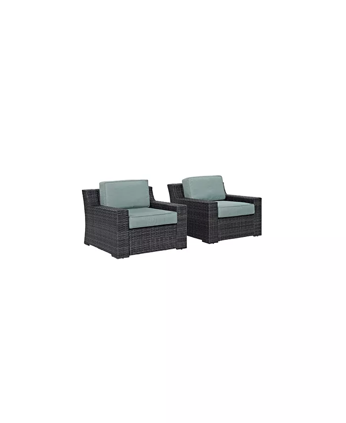 Crosley Beaufort 2 Piece Outdoor Wicker Seating Set With Mist Cushion - 2 Outdoor Wicker Chairs