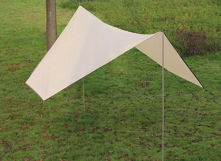 Garden Shelter Sun Shade Rain Fly Camping Tarp With 2pcs Tent Pole Beach Tent Sun Shelter