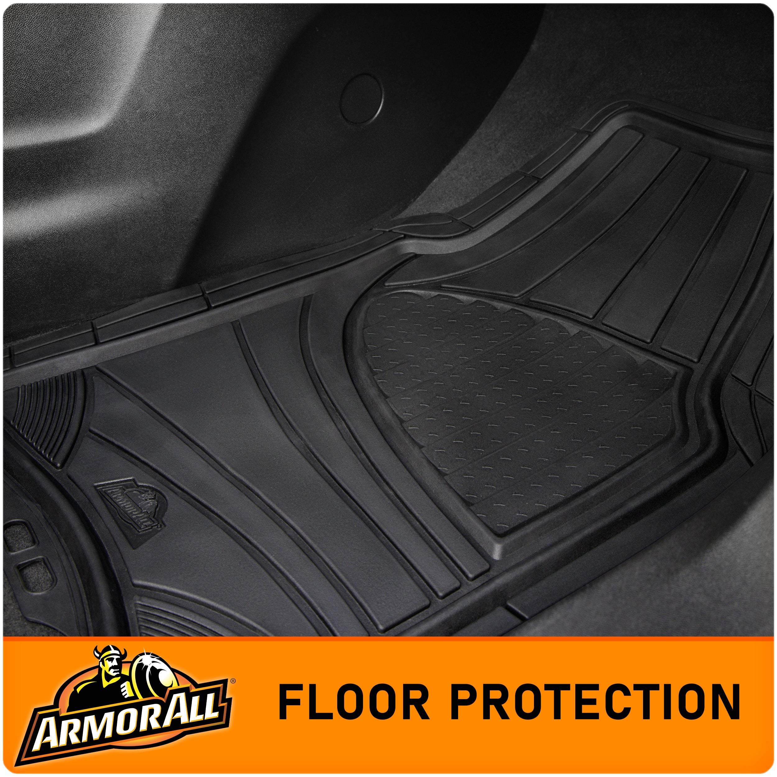 Armor All 4-Piece Black Rubber Car， Truck， SUV Floor Mats， All Weather Protection， Auto， Universal， Custom， Set， Front， Back