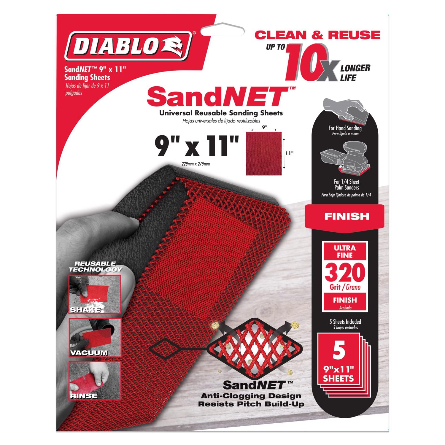 Diablo 9 in. L X 11 in. W 320 Grit Ceramic Blend All Purpose Sandpaper 5 pk