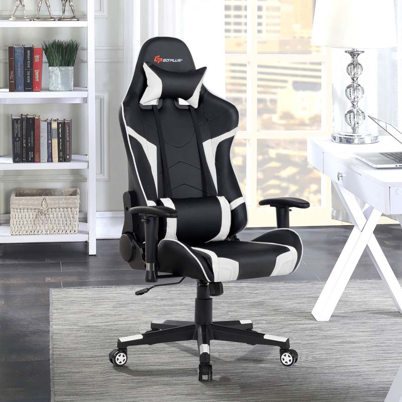 Ergonomic Swivel Massage Gaming Chair Recliner, E-Sport Gamer Racing Chair, Computer Office Chair with Headrest & Lumbar Support