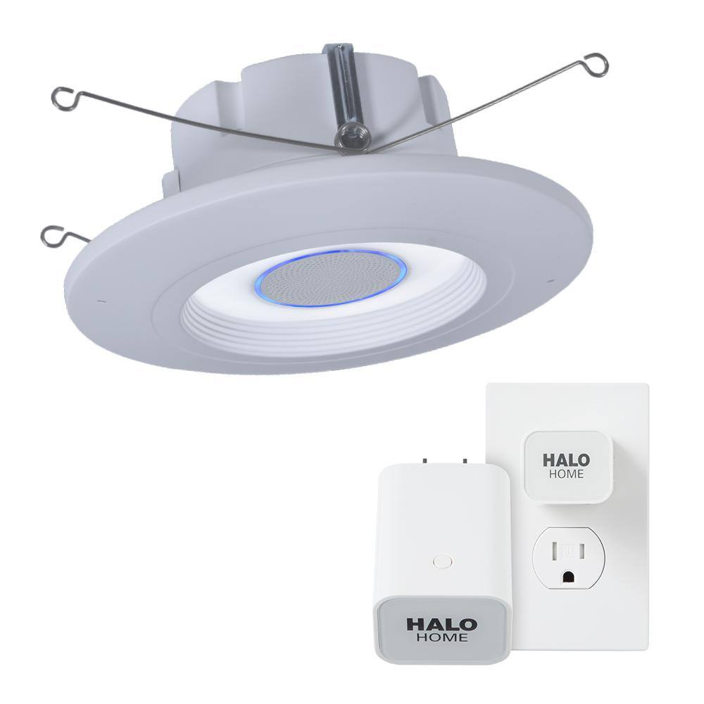 Halo RL56 Series 5 in.6 in. Tunable CCT Smart Alexa Voice Integrated LED Recessed White Trim with Bridge RL56HVAHWB1