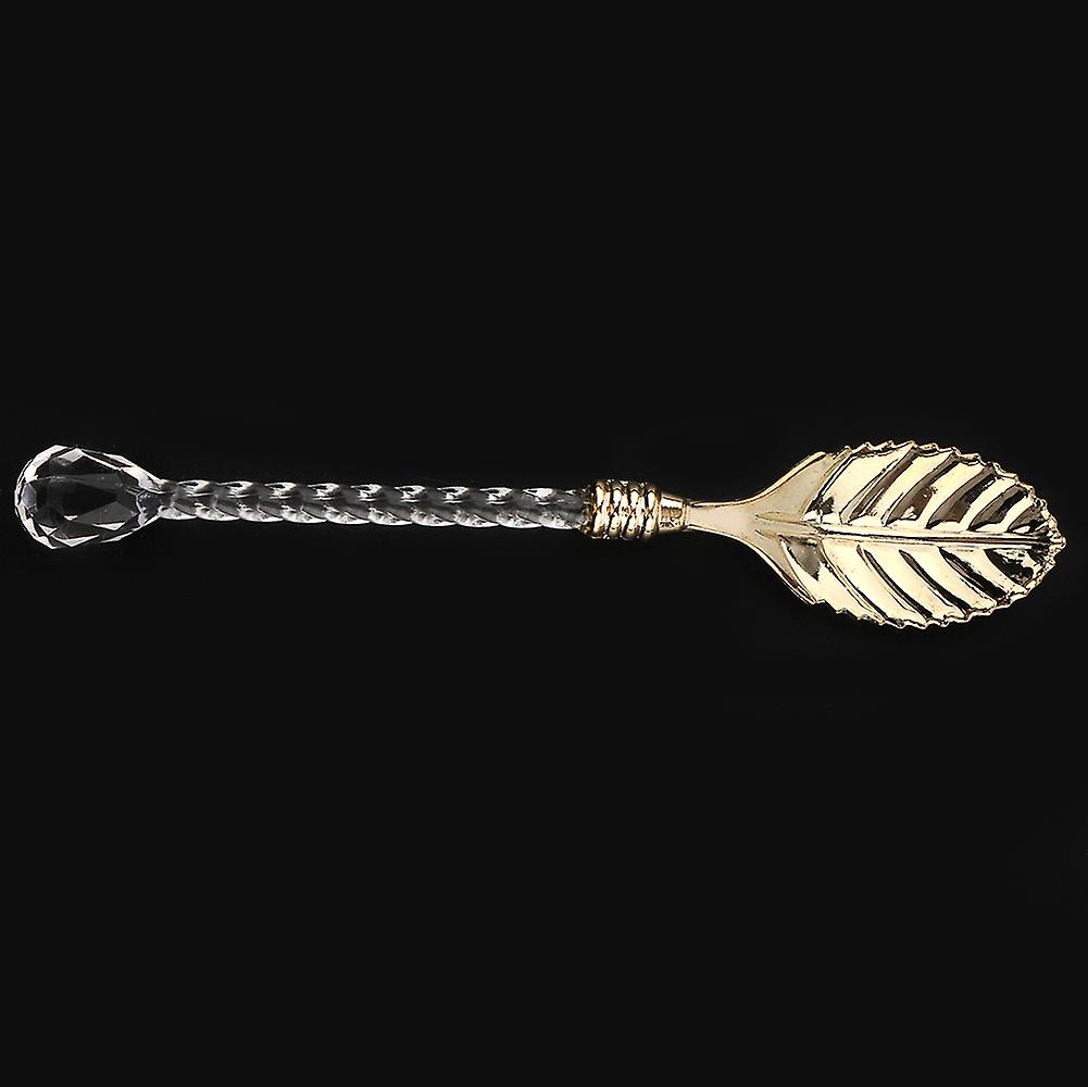 Crystal Handle Leaf Type Coffee Spoon Dessert Spoon Dessert Scoop Stir Spoon