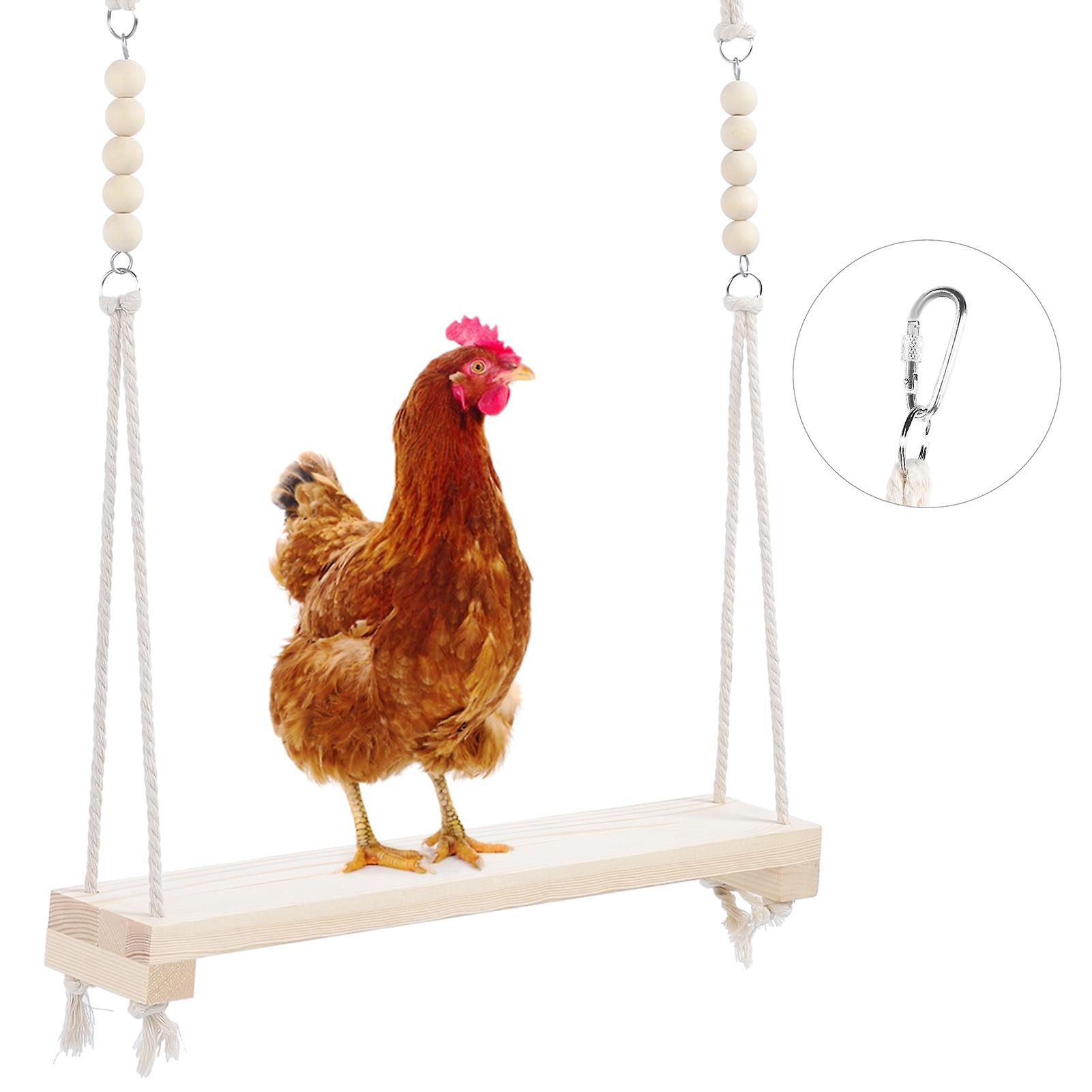 Pet Chicken Large Parrot Pinevood Swing Stand Bar Safety Toy Chewing Biting Playing