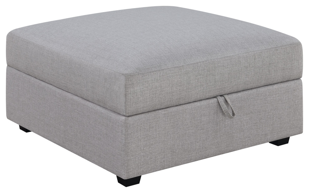 Cambria Upholstered Square Storage Ottoman Grey   Modern   Footstools And Ottomans   by Modon  Houzz