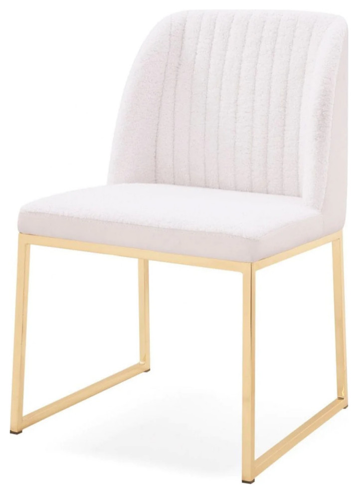 Grahm Modern White Sherpa Dining Chair  Set of 2   Contemporary   Dining Chairs   by V.S.D Furniture  Houzz