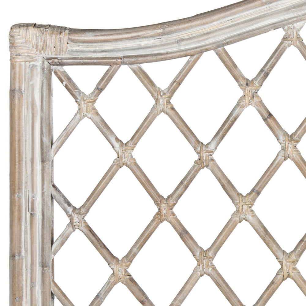 SAFAVIEH Gabrielle Antique Grey Rattan Wicker Trellis Headboard (Full)