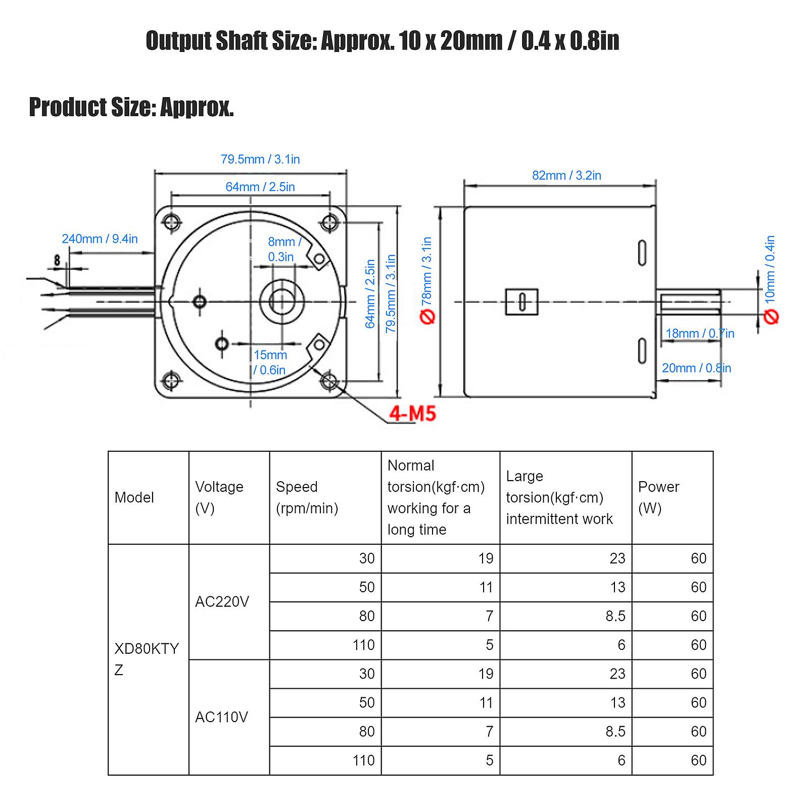 Ac Synchronous Motor With Capacitance Cw/ccw Large Torsion Low Speed 60w Or Micro Machinery And Cnc Machine Tools[(110rpm/min Ac110v)]