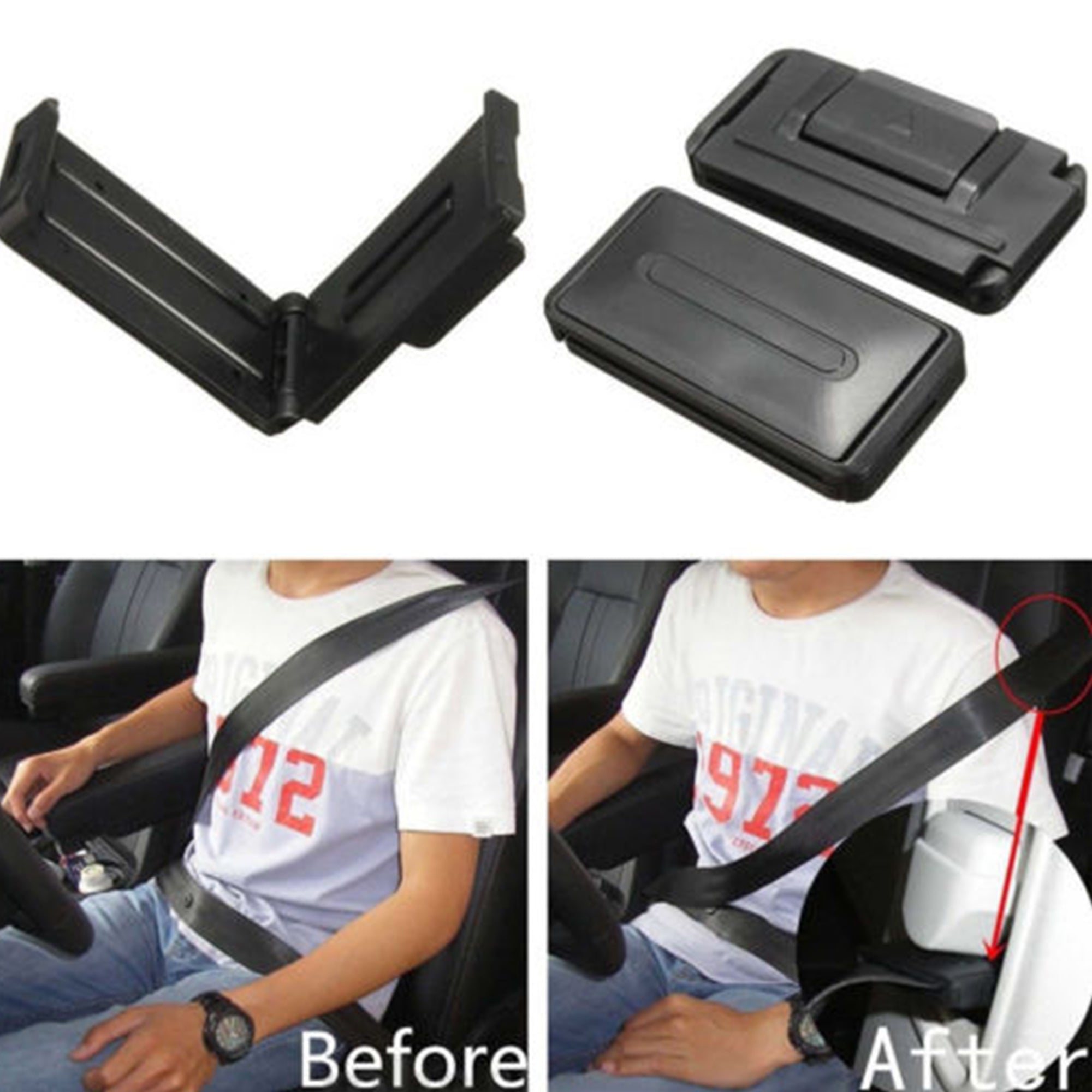 JYYYBF 2pcs Auto Safety Seat Belt for Car Seat Adjuster Clip Stopper Buckle Improves Comfort Safety Black 6.5 * 3 * 1cm