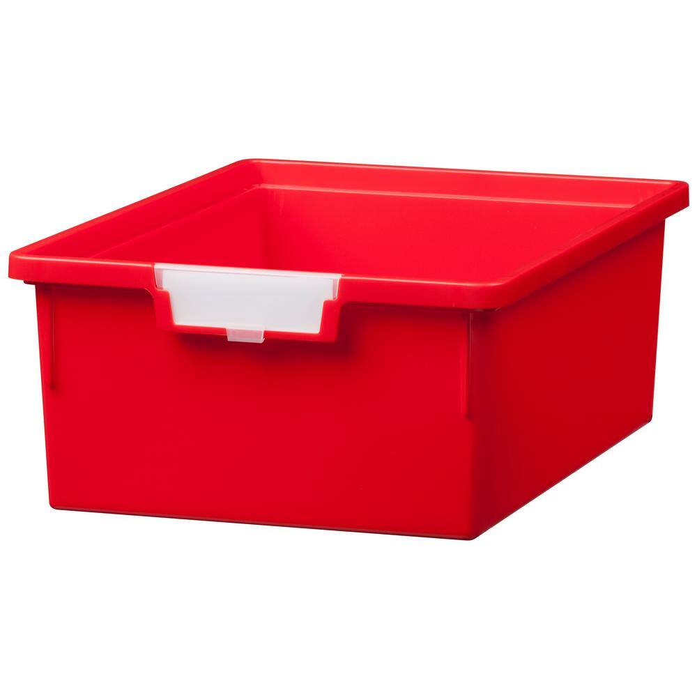 12 Gal. - Tote Tray - Slim Line 6 in. Storage Tray in Primary Red - (Pack of 3) 1952PR3