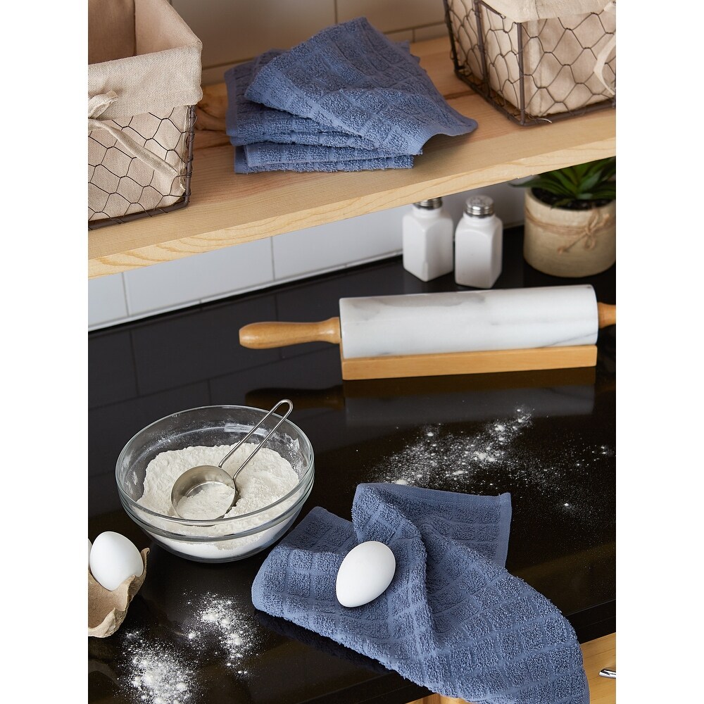 DII Solid Windowpane Terry Dishcloth Set of 6