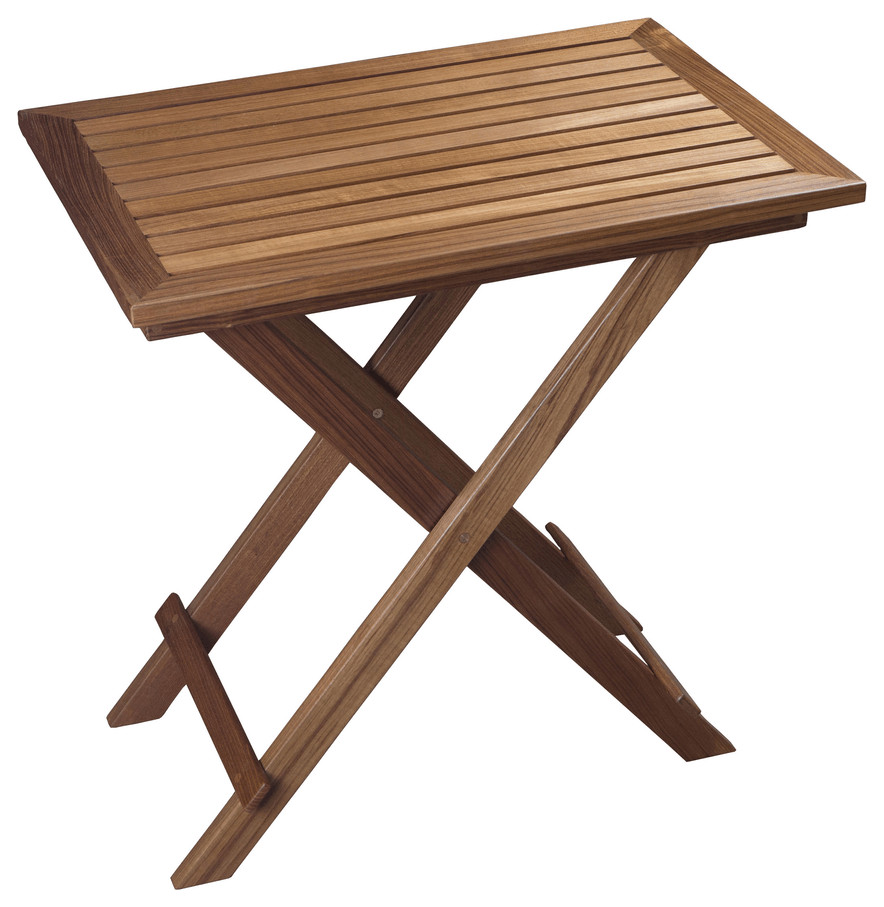 28 quotBrown Solid Wood Folding Outdoor Side Table   Outdoor Dining Tables   by HomeRoots  Houzz