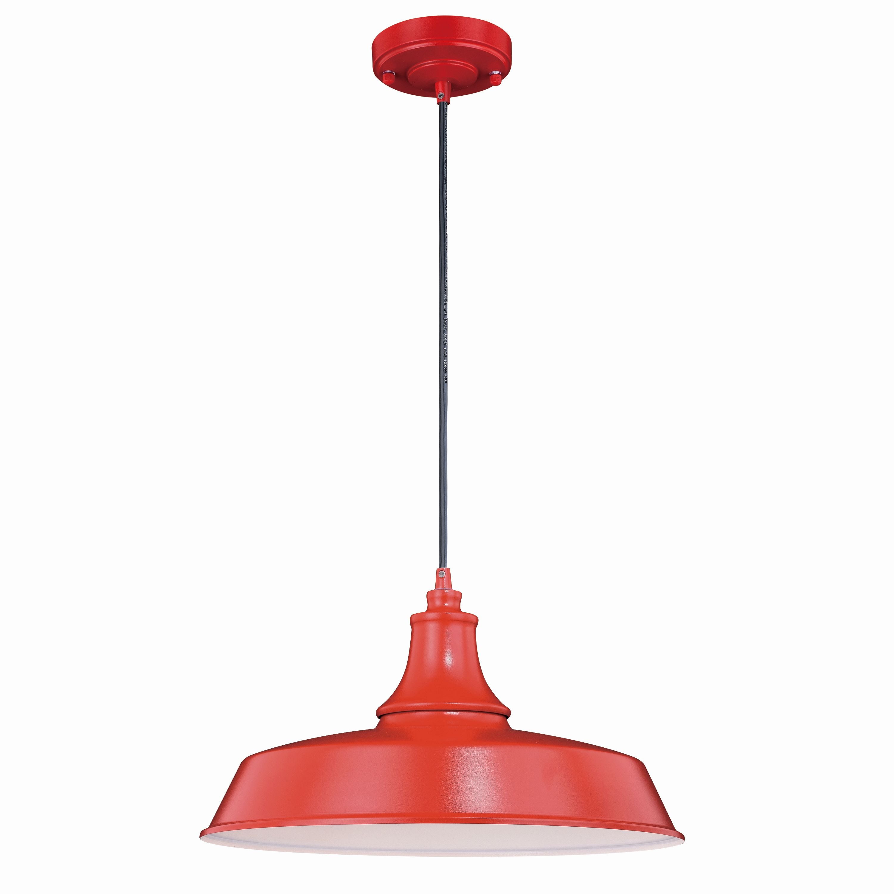 Vaxcel Dorado 1 Light Red White Farmhouse Outdoor Barn Dome Pendant