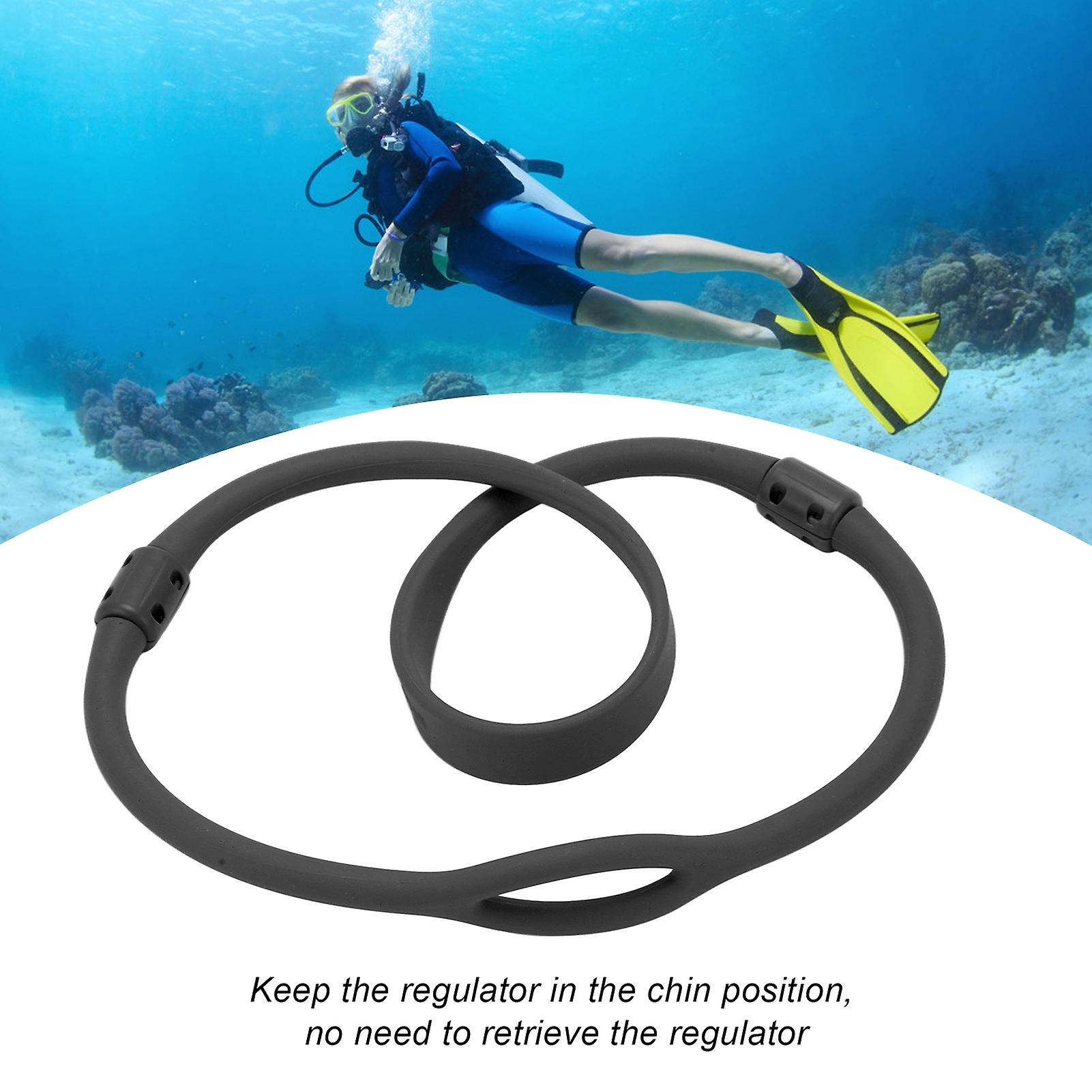 Regulator Holder Scuba Diving Silicone Regulator Necklace Holder Diving Accessories With Hole For Diverblack[72cm]