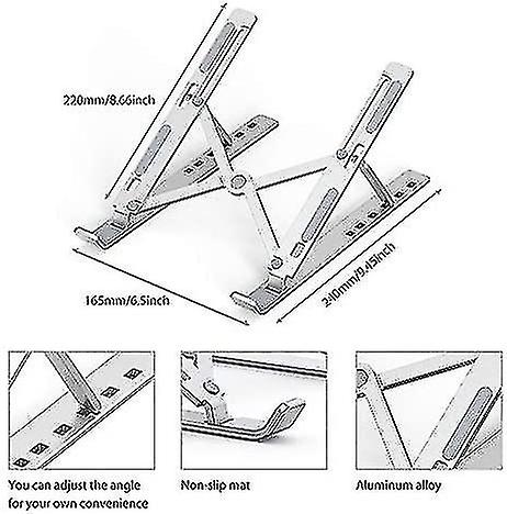 Ilated Laptop D， Foldable D With 15-40， 6 Adjable ， Adjable D For 10-15.6 Inch Pc/tablet (silver)