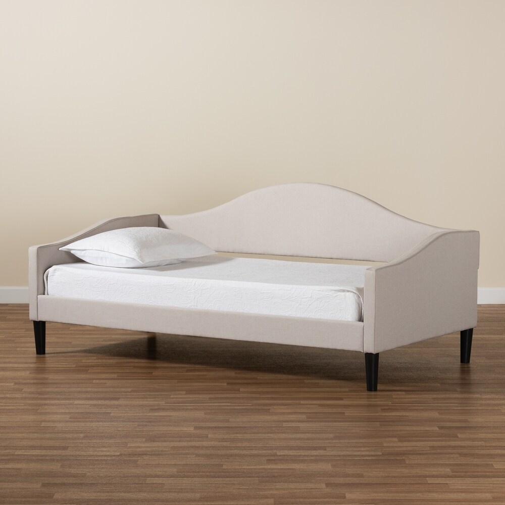 Milligan Modern   Contemporary Beige Fabric Upholstered Wood Daybed