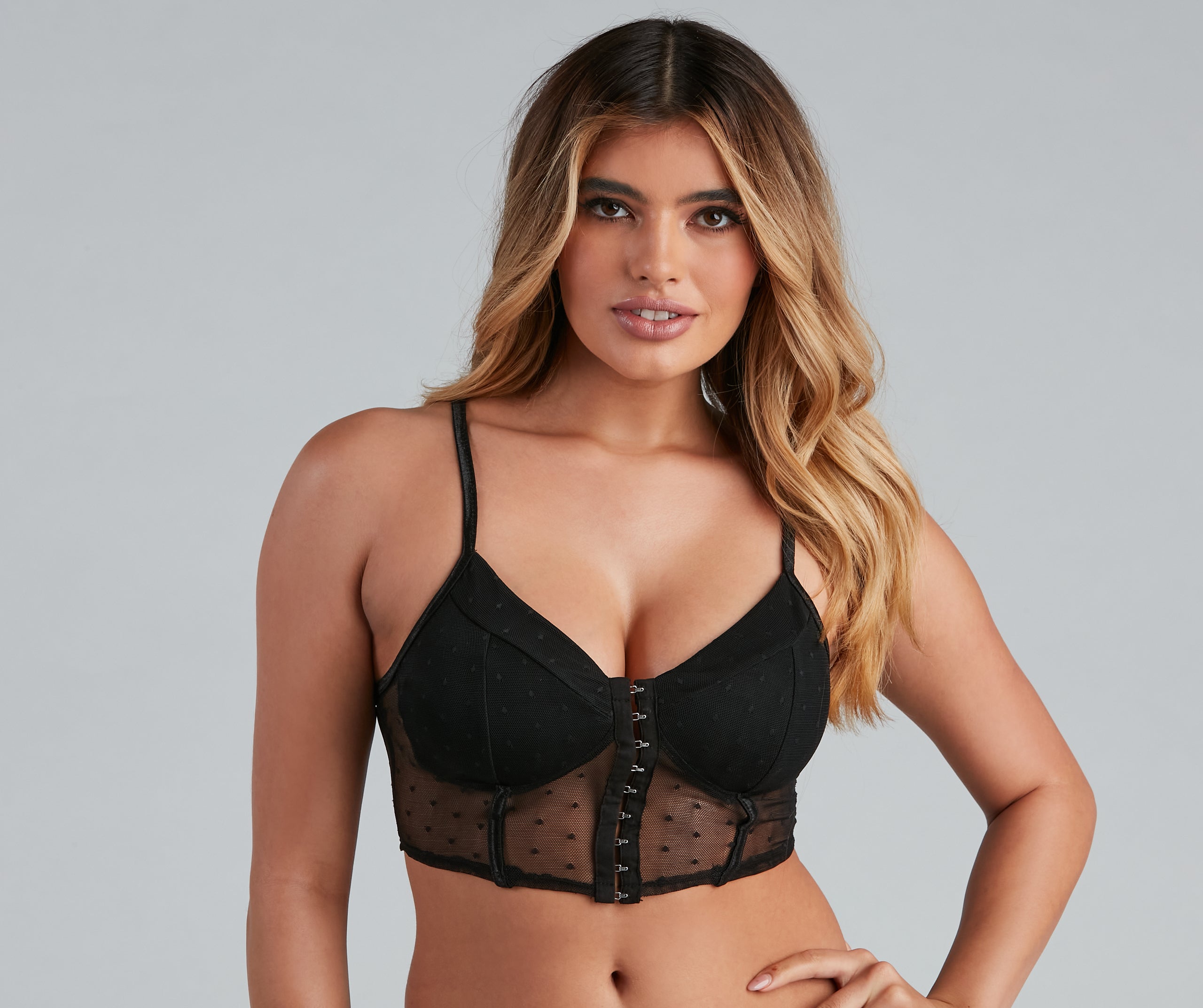 Chic Spotted Mesh Dot Longline Bralette