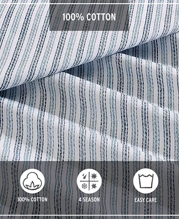 Eddie Bauer Ticking Stripe Cotton Percale 2 Piece Duvet Cover Set， Twin