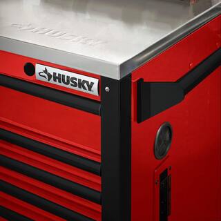 Husky 72 in. W x 24.6 in. D Professional Duty 20-Drawer Mobile Workbench Tool Chest with Stainless Steel Top in Red HPRO72MWC20BRD