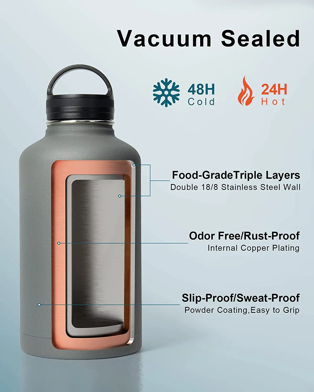 Summer Hot sale Bottles 304 Stainless Steel Insulated Travel Sports Water Bottle