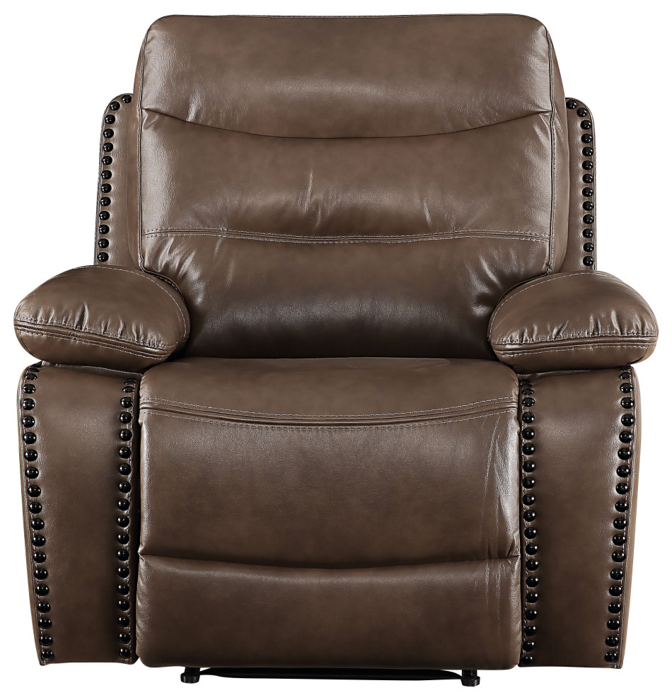 Aashi Recliner  Power Motion  Brown Leather Gel Match   Transitional   Recliner Chairs   by Acme Furniture  Houzz