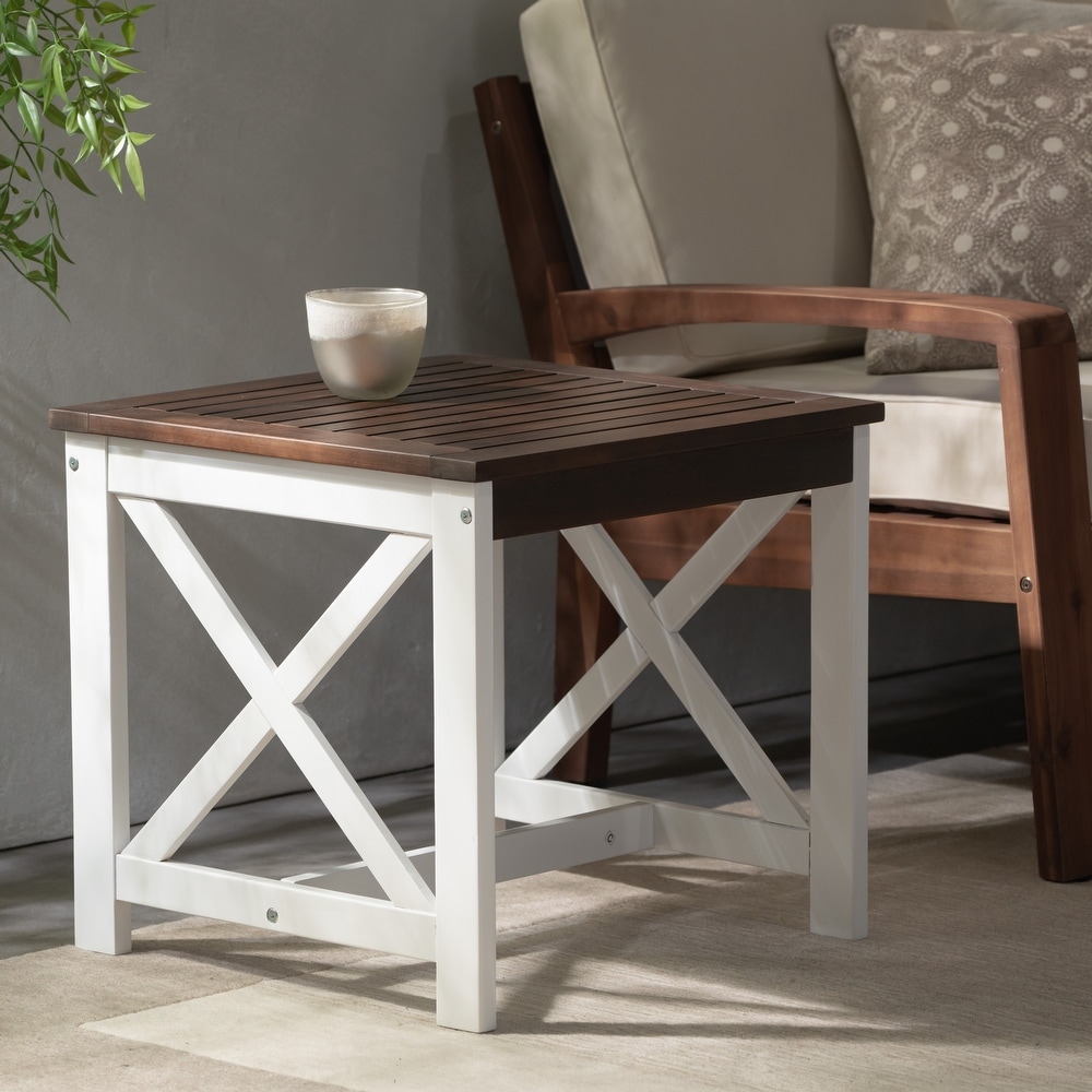 Shammai Square Farmhouse Acacia End Table by Christopher Knight Home   19.75\