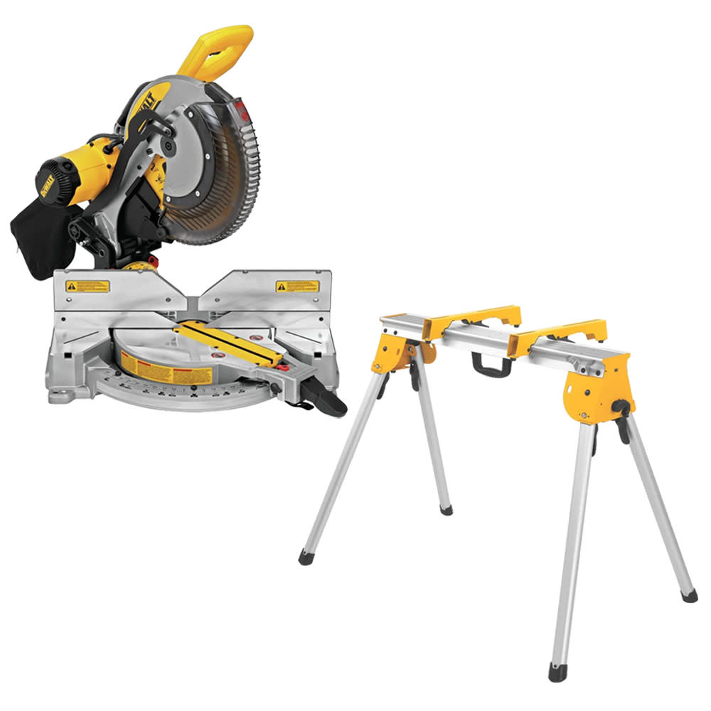 12In 15Amp Dual Bevel Compound Miter Saw with Heavy Duty Work Stand (Miter Saw Mounting Brackets included) ;