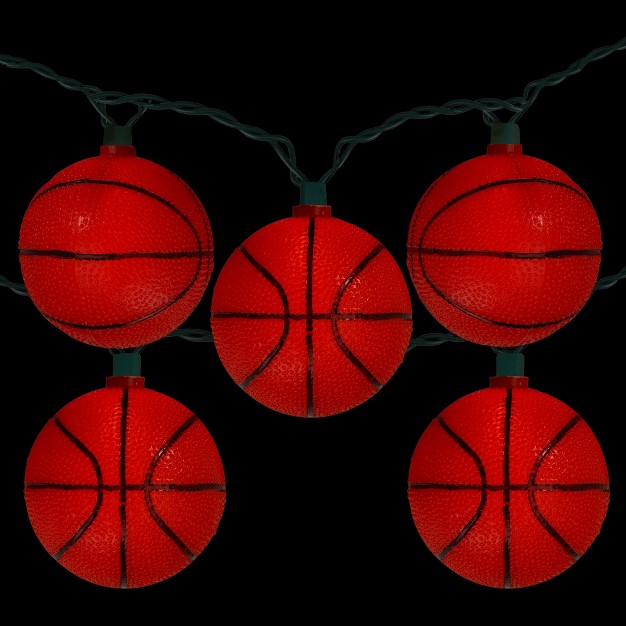 Kurt S Adler 10ct Basketball Sport Christmas Novelty Light Set 11 5 Ft Green Wire