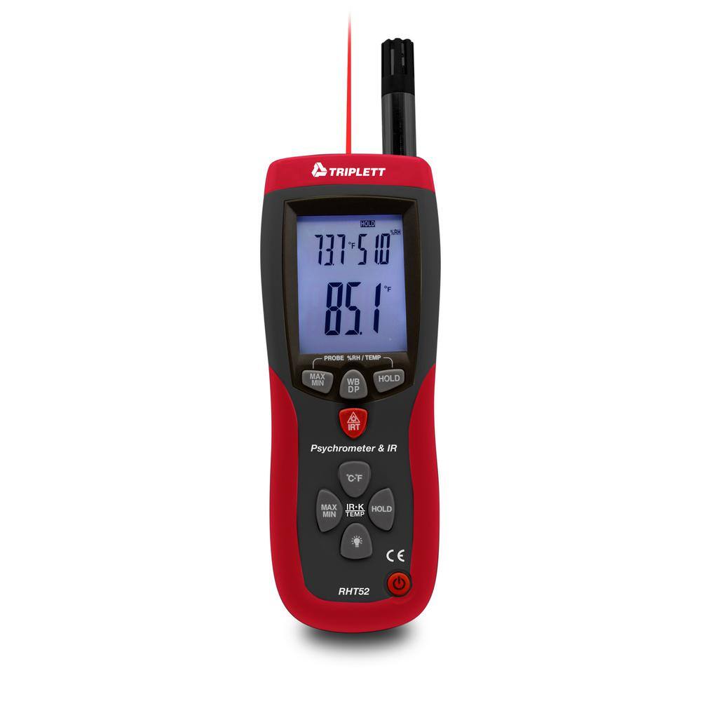 TRIPLETT Psychrometer + IR Thermometer with Cert. of Traceability to NIST RHT52-NIST