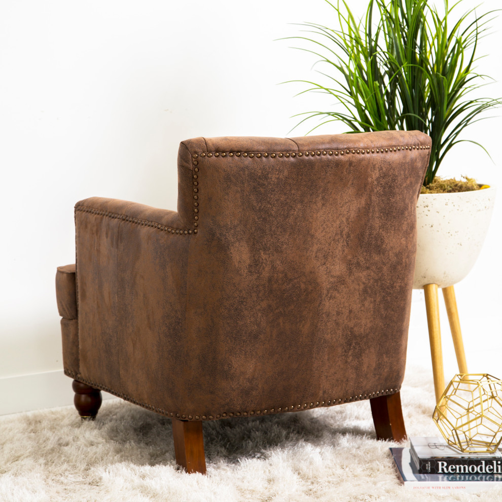 Tafton Fabric Club Chair  Antique Brown   Traditional   Armchairs And Accent Chairs   by Homesquare  Houzz